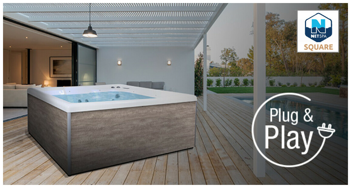 Spa acrylique Square 5 places - 2 allongée 3 assises