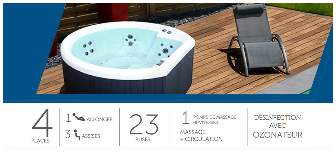 avantages du spa acrylique Halfmoon 4 places - 1 allongée 3 assises