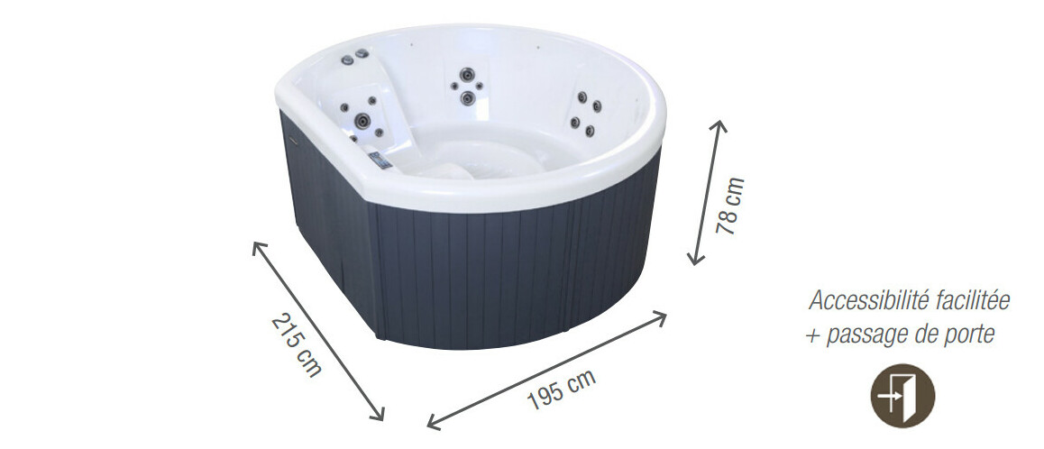 dimensions Spa acrylique Halfmoon 4 places