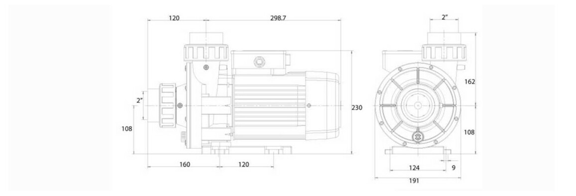 dimensions du Kit nage à contre courant complet prêt à poser - NCB 