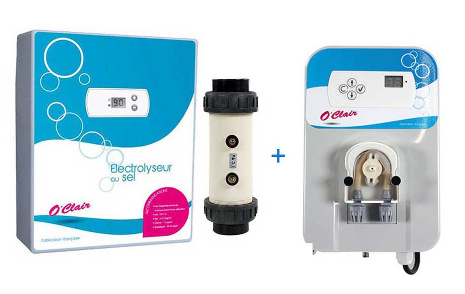 pack pour piscine électrolyseur et régulateur PH First OCLAIR en situation