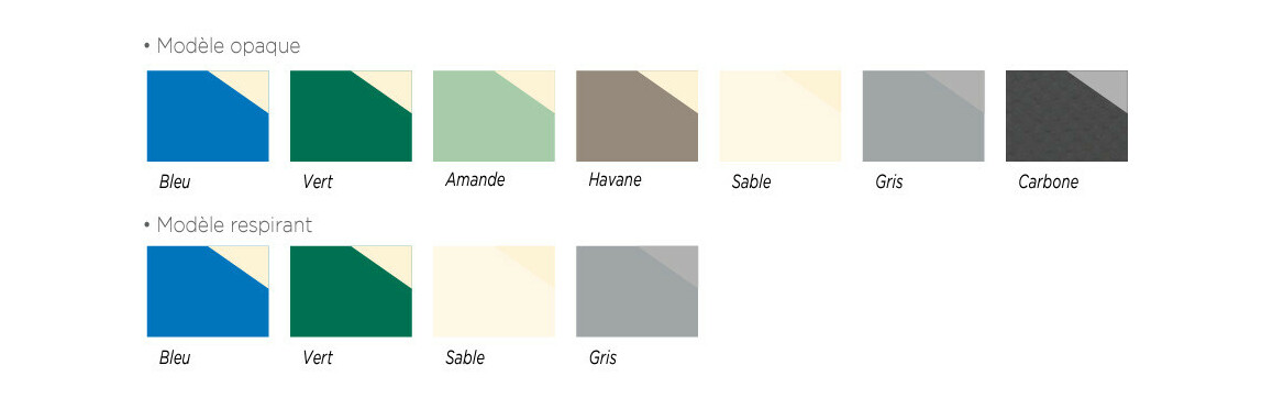coloris de la Bâche à barres motorisée Eden