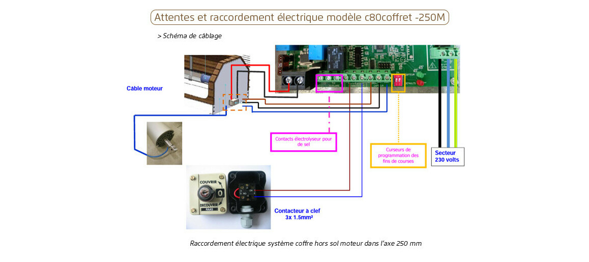 câblage du Volet Hors sol automatique Linea Banc  by Maytronics