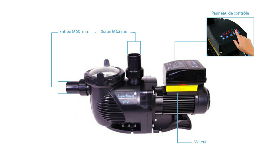 descriptif de la Pompe de filtration à vitesse variable Super Power Pump O'Pool - Wifi