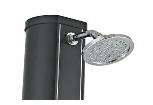 douche solaire droite alu noir 40 l avec rince pieds et brumisateur piscine center 1429007449
