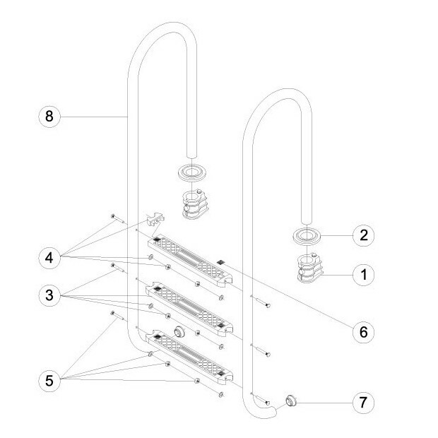 echelle droite 2 marches piscine center 31916400