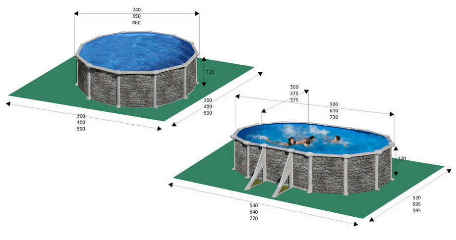 kit piscine hors sol cerdena acier aspect pierre ronde 240 x h120 cm piscine center 1464255225