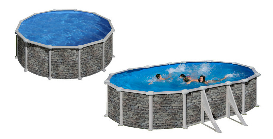 kit piscine hors sol cerdena acier aspect pierre ronde 240 x h120 cm piscine center 1464255758
