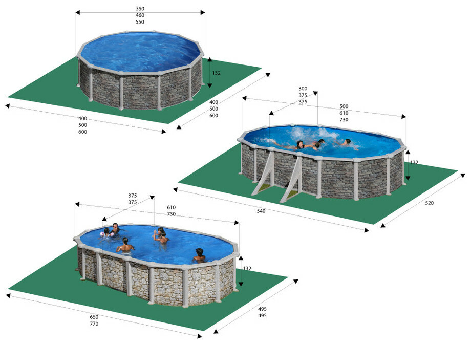 kit piscine hors sol corcega acier aspect pierre ronde 350 x h132cm piscine center 1463474293