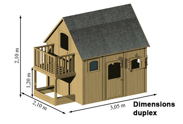 Maisonnette enfant en bois, Duplex, mezzanine, achat pas cher, EGT