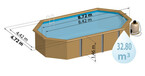 piscine bois woodfirst original octogonale allongee 872 x 472 x 146 liner bleu pale piscine center 1425570178