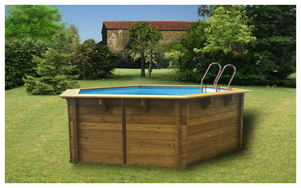 piscine bois woodfirst original hexagonale 412 x 110 piscine center 1418909533