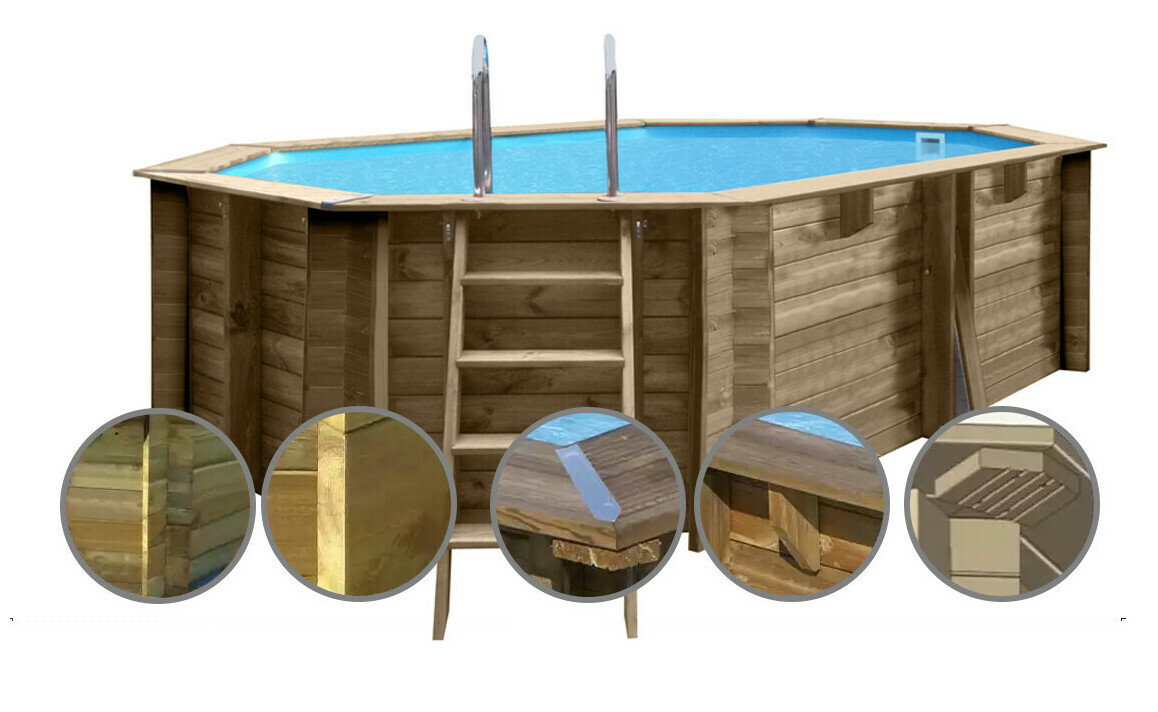piscine bois woodfirst original octo allongee 436 x 336 x 117 liner bleu pale piscine center 1636558798