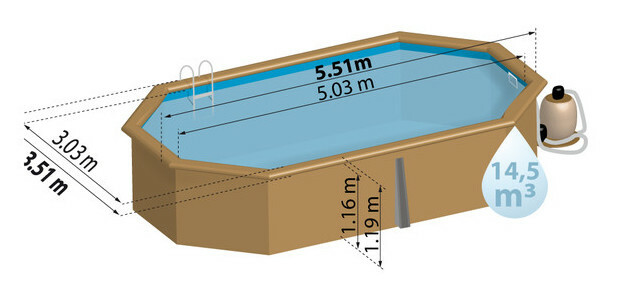 piscine bois woodfirst original octo allongee 551 x 351 x 120 liner bleu pale piscine center 1448468151