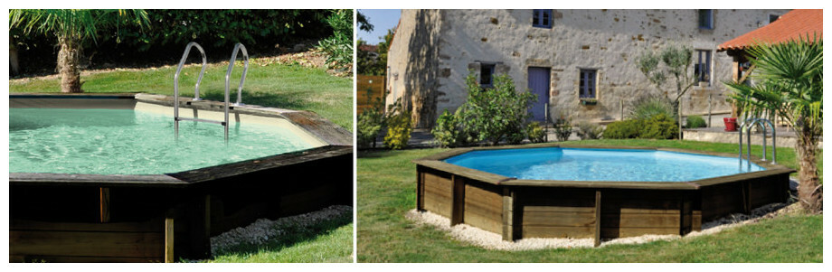 piscine bois woodfirst original octogonale 430 x 124 cm liner bleu pale piscine center 1455035292