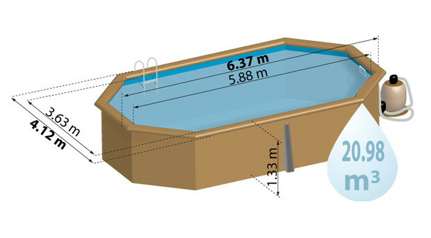 piscine bois woodfirst original octogonale allongee 637 x 412 x 133 liner bleu pale piscine center 1425478276