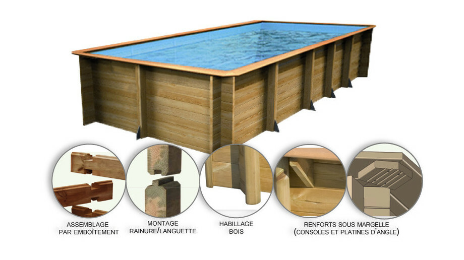 piscine bois woodfirst original rectangulaire 800 x 400 x 146 cm liner bleu pale piscine center 1459259325