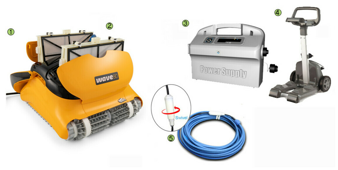 Robot De Piscine électrique Professionnel Dolphin Wave 80 CB - Brosse Combinée 18m - Nettoyage Automatique Fond Et Parois