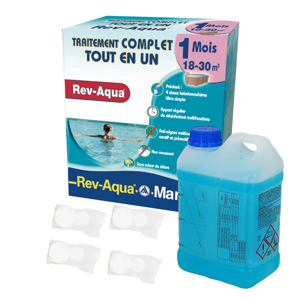 Kit de traitement de 1 mois Rev-Aqua de 18 à 90 m³