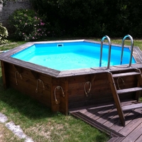 Piscine bois hexagonale Ubbink Azura Ø 410 x H.120 cm