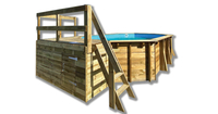 Piscine Woodfirst Original octogonale allongée Safran2 620 x 395 x 136 cm + Deck