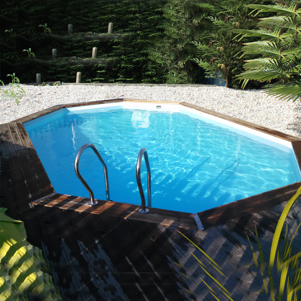 Piscine bois Woodfirst octogonale allongée 436 x 336 x 117 cm