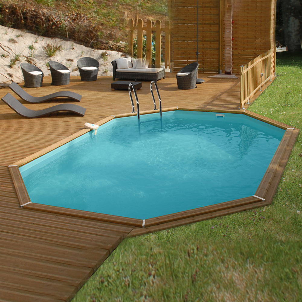 Piscine Woodfirst octogonale allongée 672 x 472 x 146 cm