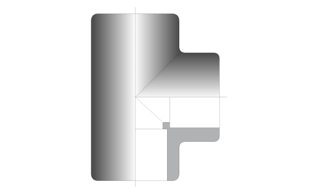 raccord PVC t&eacute; - schema