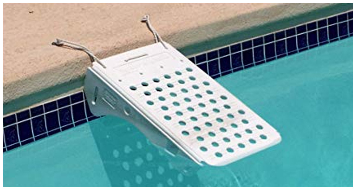 Rampe Pour Canard – Échelle De Piscine Flottante Avec Filet De Nettoyage, Protection Pour Animaux Et Faune (71x33x12 Cm)