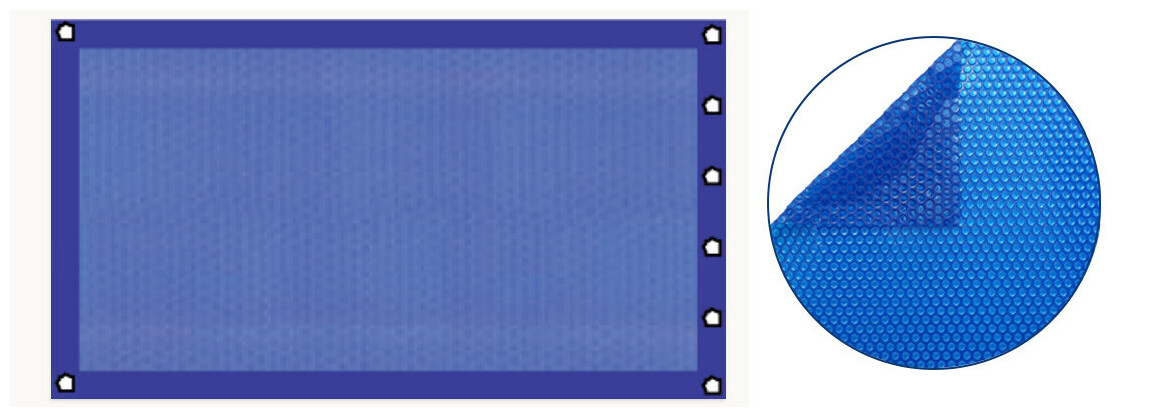 caract&eacute;ristiques de la b&acirc;che &agrave; bulles rectangulaire 400&micro; bleue - Bord&eacute;e 4 c&ocirc;t&eacute;s