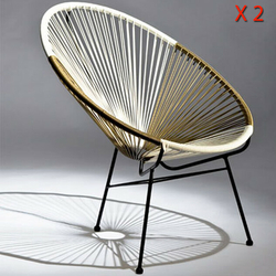 HEMISPHERE EDITIONS 2 fauteuils d'extérieur ovaly - blanc/dorée