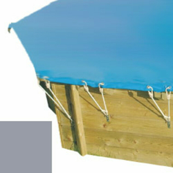Bâche hiver secur gris pour piscine bois original hexa 400 x 400