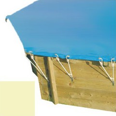 Bache hiver secur sable pour piscine bois original hexa 412 x 412