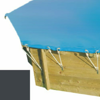 Bâche hiver secur carbone pour piscine bois original hexa 400 x 400