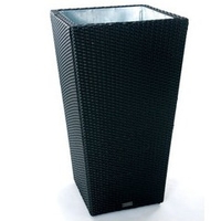 Pot d'extérieur en résine tressée chocolat