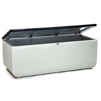 Coffre de rangement étanche pour extérieur en résine blanche