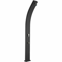 Douche solaire coudée Alu noir 28 L avec rince-pieds