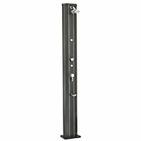 Douche solaire droite Alu noir 40 L avec rince-pieds et brumisateur
