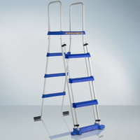 Echelle sécurité 2x3 marches avec plateforme pour piscine hors-sol GRE H134 cm