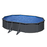 Kit piscine hors sol ovale 6.34 x 3.99 x H.1.22 m - acier gris anthracite