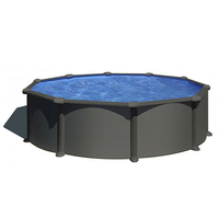 kit piscine hors sol acier gris anthracite ronde 3 70 m x 1 22 m 44183