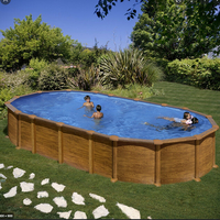 kit piscine hors sol amazonia acier aspect bois ovale 3 renforts u 730 x 375 x h132 cm 29866