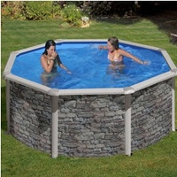 kit piscine hors sol cerdena acier aspect pierre ronde 240 x h120 cm 29782