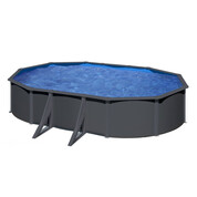Kit piscine hors sol ovale 7.44 x 3.99 x H.1.22 m - acier gris anthracite