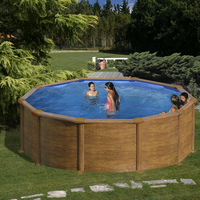 kit piscine hors sol sicilia acier aspect bois ronde 300 x h120 cm 29806