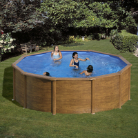 kit piscine hors sol sicilia acier aspect bois ronde 460 x h120 cm 29820