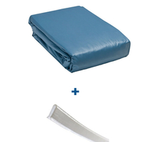 Liner bleu uni Overlap Ø3.65 m + 20 baguettes