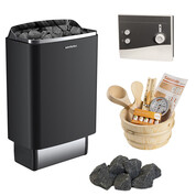 Pack poêle 9kw + commande déportée analog + pierres + set 11 pces