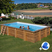 Piscine bois Gre Evora 2020 rectangulaire - 6.20 m x 4.20 m x H. 1.33 m
