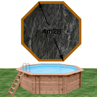 Piscine bois octo 428  x 117 Ardoise